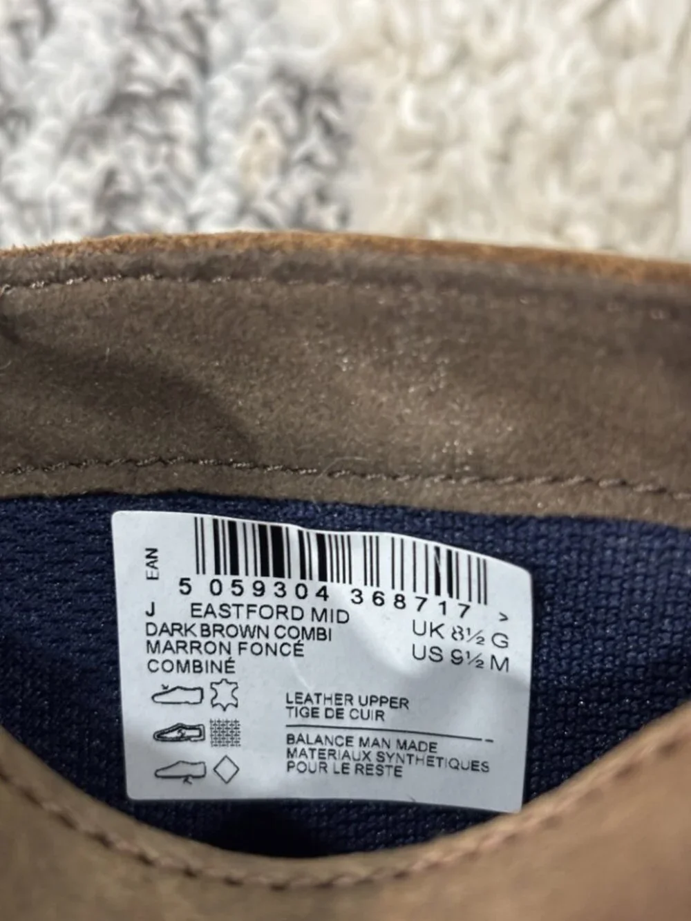 Clarks Eastford Mid Dark Brown Combi Mid Chukka Boot Size 9.5 M